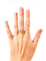 14K Rose Gold 0.75cttw Oval Cut Genuine Morganite & 0.45cttw Diamond Double Halo Ring, size 6.5