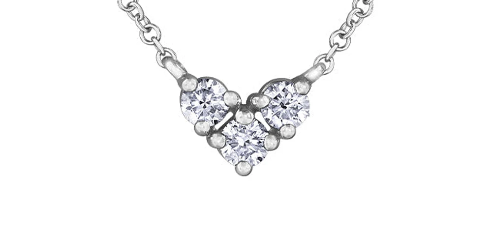 10K White Gold 0.25cttwDiamond Heart Pendant, 18"