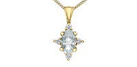 10K Yellow Gold White Topaz and Diamond Pendant, 18"