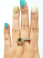 Silver & 18K Gold Plated 1.10cttw Amethyst and Cubic Zirconia Ring, size 8.5
