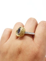 Silver & 18K Gold Plated 1.10cttw Amethyst and Cubic Zirconia Ring, size 8.5