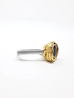 Silver & 18K Gold Plated 1.10cttw Amethyst and Cubic Zirconia Ring, size 8.5