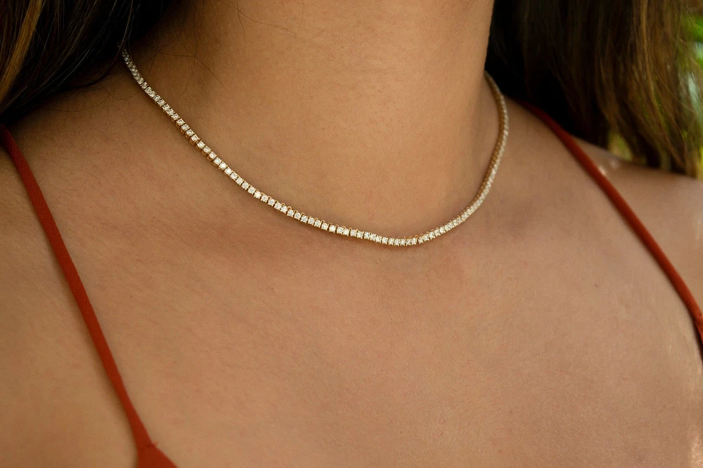 14K Yellow Gold 6.2cttw Moissanite Strand 14"