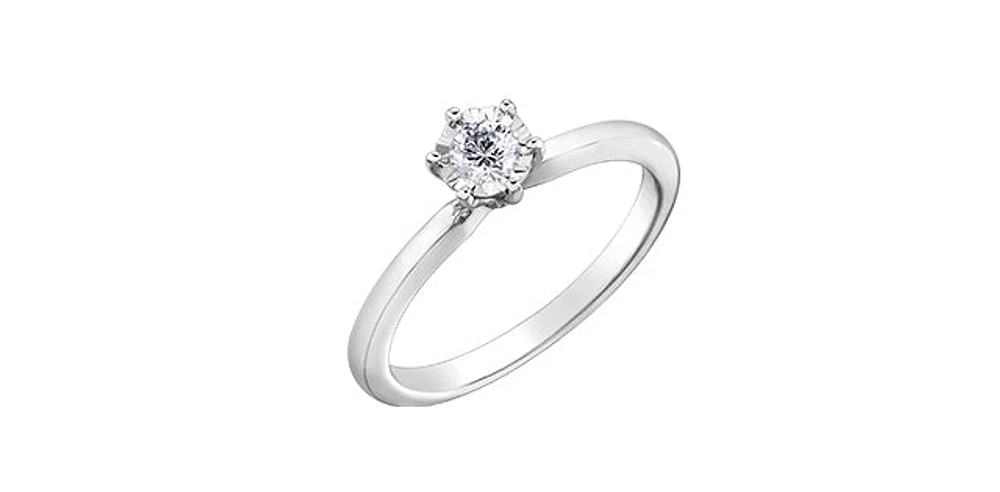10K  White Gold 0.18cttw Diamond Engagement Ring - /