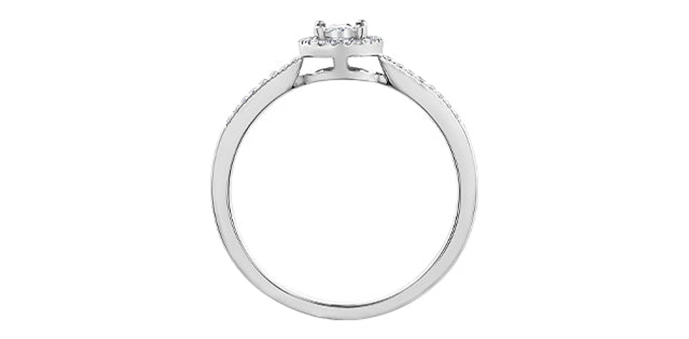 10K White Gold 0.15cttw Round Brilliant Cut Diamond Halo Engagement Ring - / 4.5