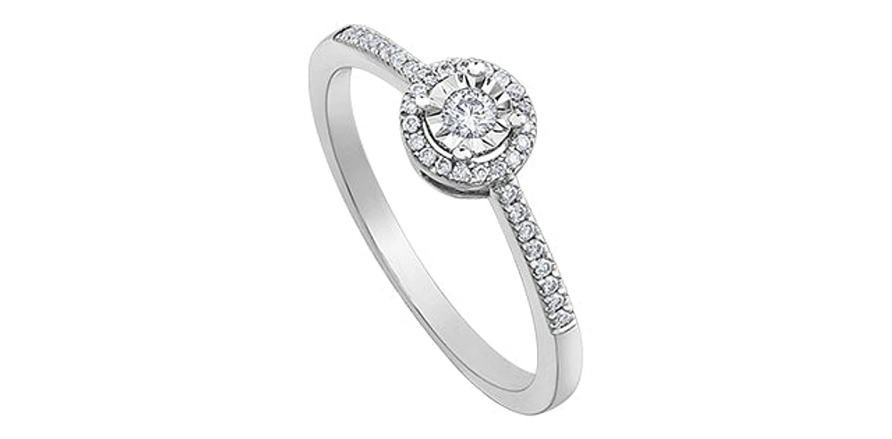 10K White Gold 0.15cttw Round Brilliant Cut Diamond Halo Engagement Ring - / 4.5