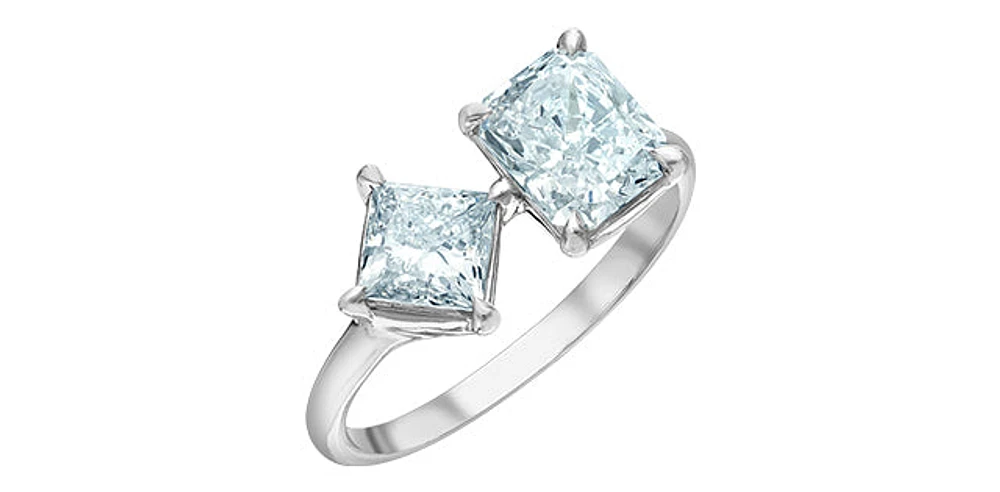 14K Gold 2.50cttw Lab Grown Radiant Cut and Princess Diamond Ring