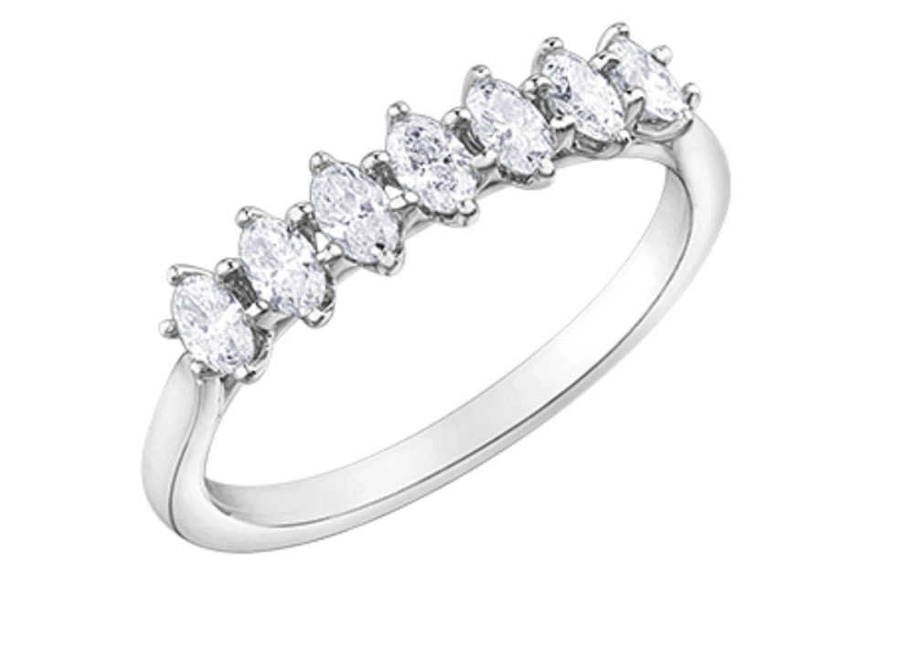 14K White Gold Oval Cut Diamond Band