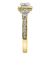 18K White Gold/Palladium Alloy (hypoallergenic) 1.00cttw Princess Halo Diamond Ring - Gold /
