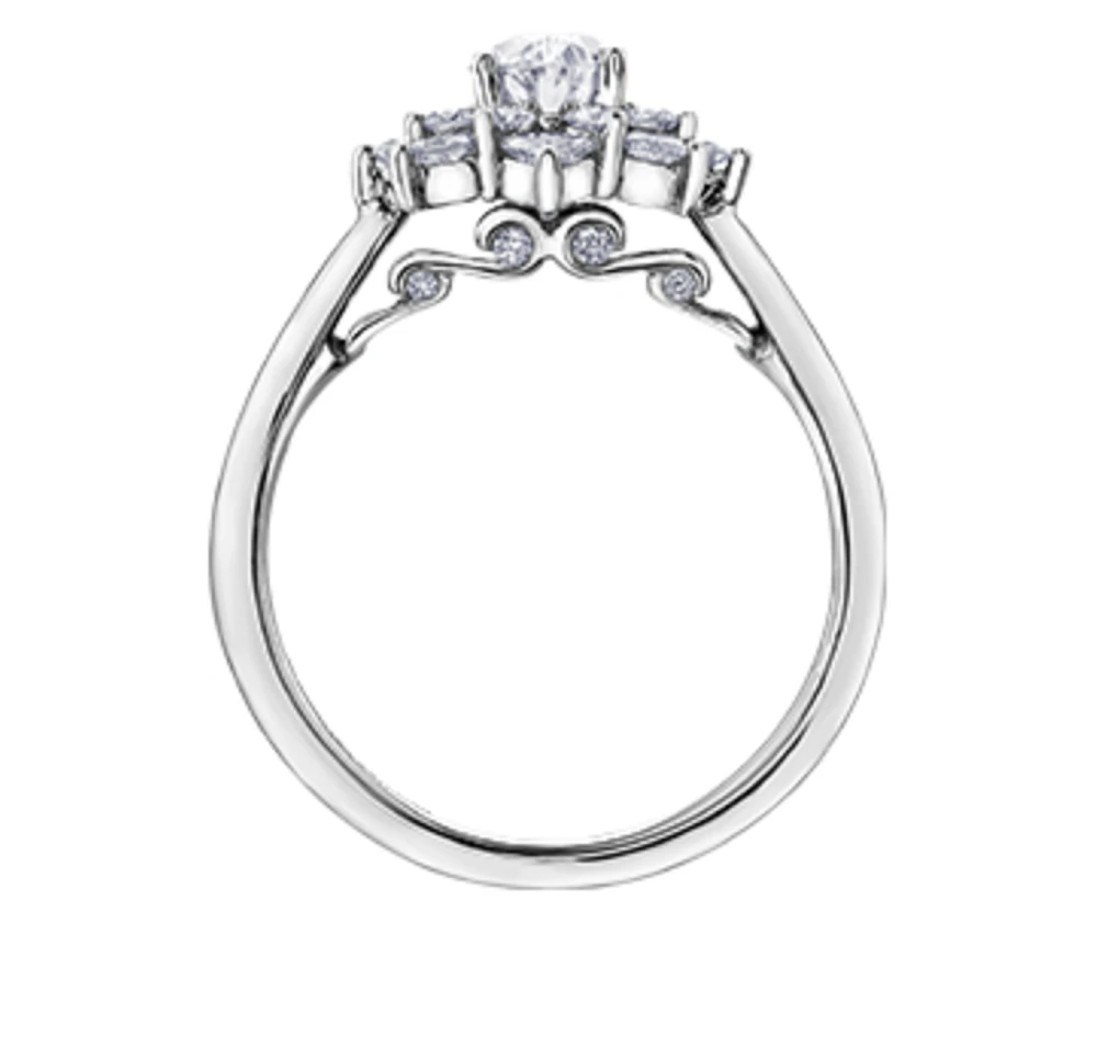 18K White Gold/Palladium Alloy (hypoallergenic) 1.15-1.39cttw Oval Shape Diamond Cluster Ring - Gold / 1.15 Carat Total