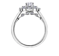 18K White Gold/Palladium Alloy (hypoallergenic) 1.15-1.39cttw Oval Shape Diamond Cluster Ring - Gold / 1.15 Carat Total