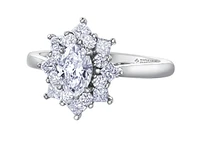 18K White Gold/Palladium Alloy (hypoallergenic) 1.15-1.39cttw Oval Shape Diamond Cluster Ring - Gold / 1.15 Carat Total
