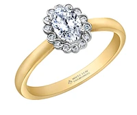 18K Yellow Gold/Palladium Alloy (hypoallergenic) 0.51cttw Oval Shape Diamond Halo Ring - Gold /