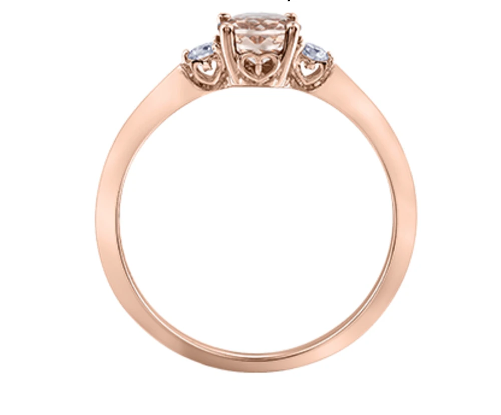 14K Rose Gold Genuine Round Morganite & 0.08cttw Canadian Diamond Ring, 6.5