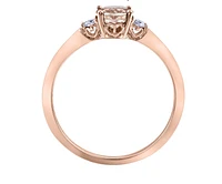 14K Rose Gold Genuine Round Morganite & 0.08cttw Canadian Diamond Ring, 6.5