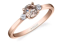 14K Rose Gold Genuine Round Morganite & 0.08cttw Canadian Diamond Ring, 6.5