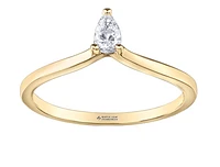 14K Yellow Gold 0.12cttw Diamond Pear Shape Canadian Ring - /