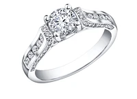 18K White Gold & Palladium Alloy (hypoallergenic) 1.10cttw Canadian Diamond Engagement Ring - /