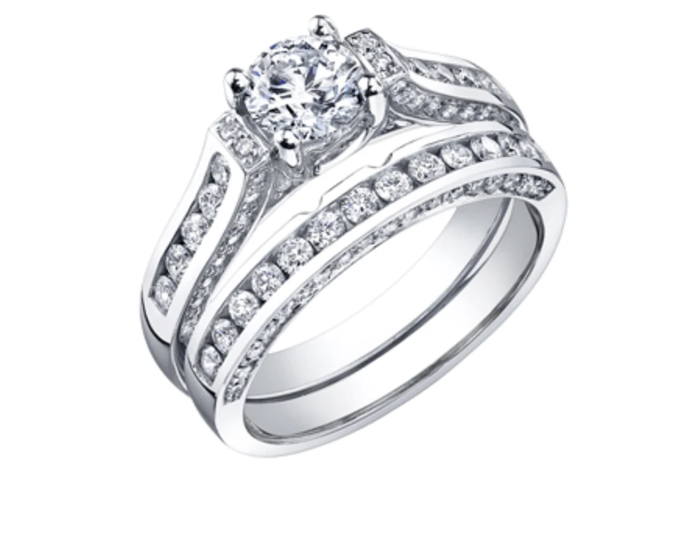 18K White Gold & Palladium Alloy (hypoallergenic) 1.10cttw Canadian Diamond Engagement Ring - /