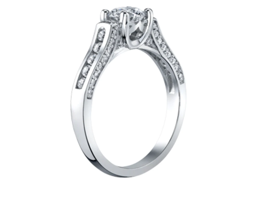 18K White Gold & Palladium Alloy (hypoallergenic) 1.10cttw Canadian Diamond Engagement Ring - /