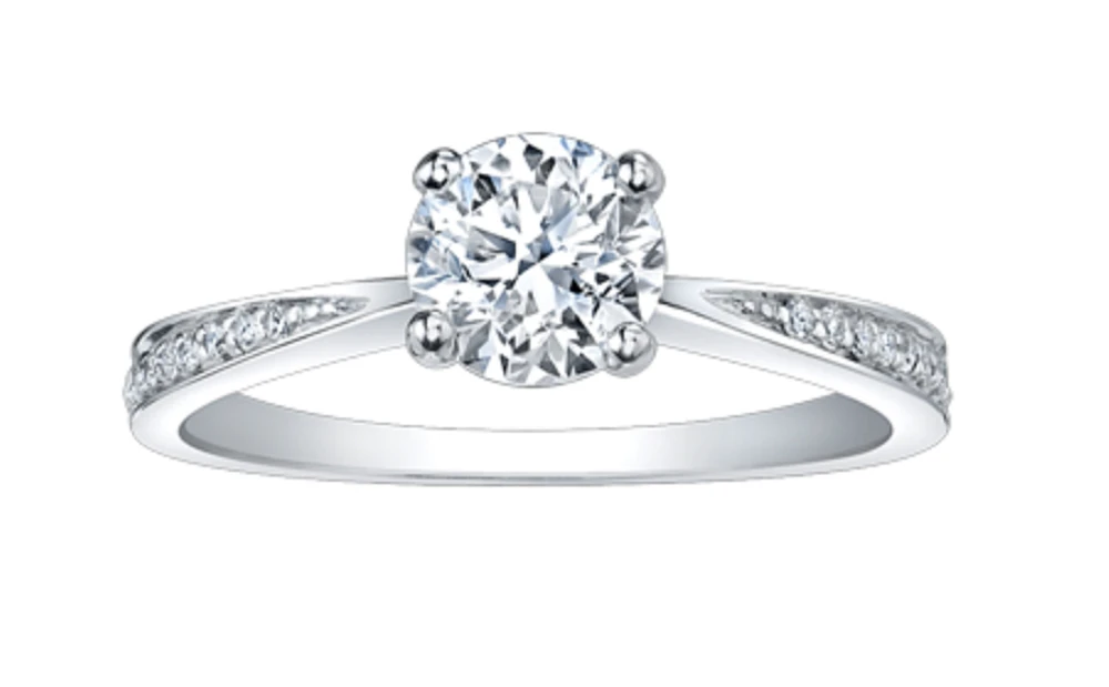 18K White Gold & Palladium Alloy (hypoallergenic) 0.99cttw Canadian Diamond Engagement Ring - /