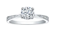 18K White Gold & Palladium Alloy (hypoallergenic) 0.99cttw Canadian Diamond Engagement Ring - /