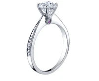 18K White Gold & Palladium Alloy (hypoallergenic) 0.99cttw Canadian Diamond Engagement Ring - /
