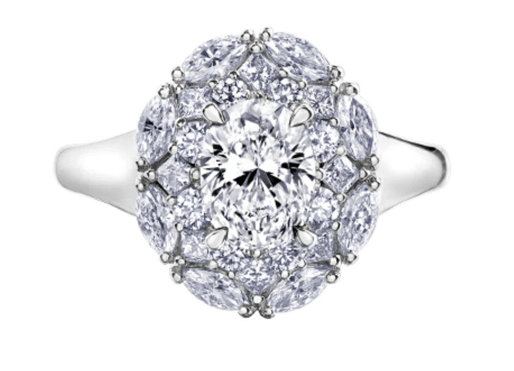 18K White Gold & Palladium Alloy (hypoallergenic) 1.18cttw Canadian Diamond Engagement Ring