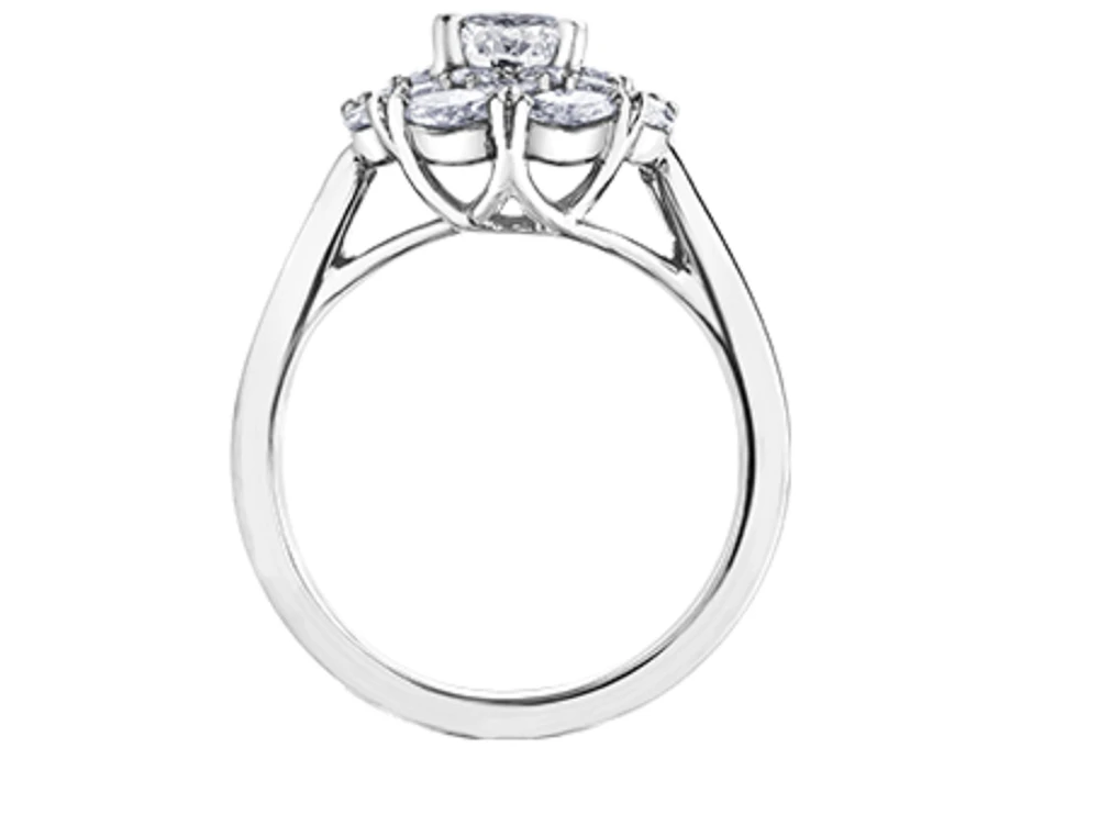 18K White Gold & Palladium Alloy (hypoallergenic) 1.18cttw Canadian Diamond Engagement Ring