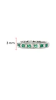 10K White Gold 0.30cttw Princess Cut Emerald and 0.28cttw Diamond Channel Set Ring - 6.5 / 4.5