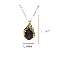 10K Yellow Gold 8mm x 6mm Garnet and 0.019cttw Diamond Necklace - 18 Inches