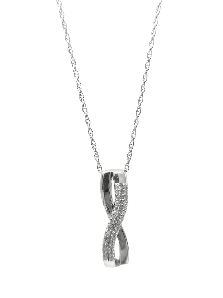10K White Gold 0.05cttw Diamond Pendant, 18"