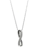 10K White Gold 0.05cttw Diamond Pendant, 18"