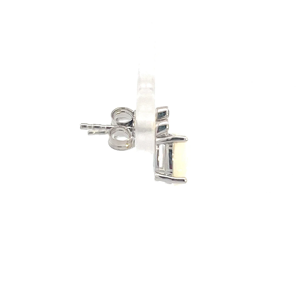 10K White Gold Opal and Diamond Earrings