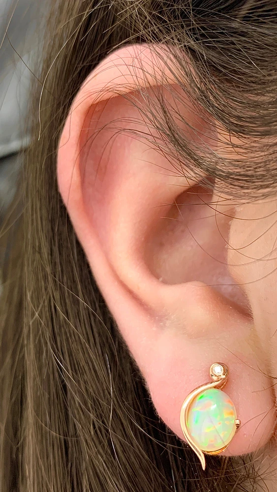 Opal & Diamond Earrings