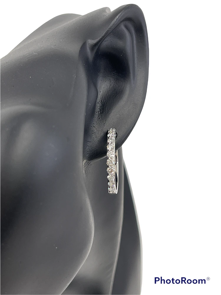 14K White Gold 1.00cttw Lab Grown Diamond Huggies - 21mm