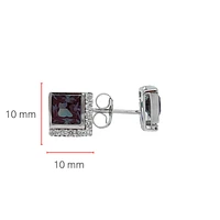 10K Gold Created Alexandrite and Diamond Earrings