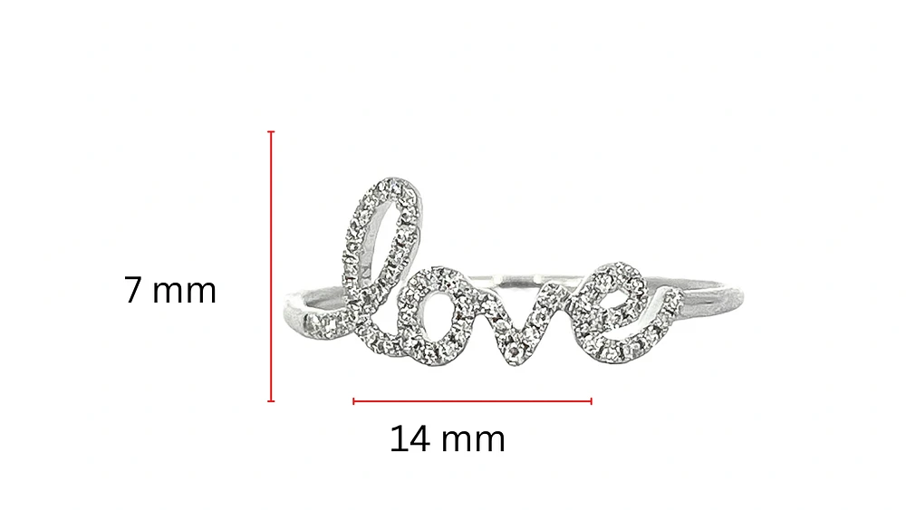 14K White Gold 0.09cttw Diamond Love Ring, size 6.5