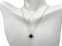 10K White Gold 6.0mm Created Alexandrite & 0.14cttw Diamond Pendant, 17"