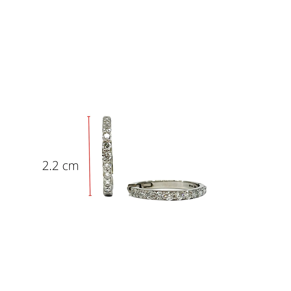 14K White Gold 1.00cttw Lab Grown Diamond Huggies - 21mm
