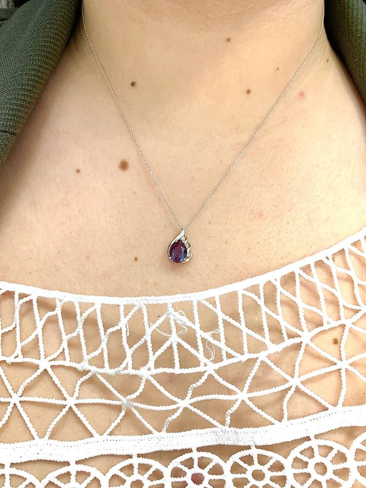 Created Alexandrite & Diamond Pendant