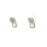 10K White Gold Opal and Diamond Earrings