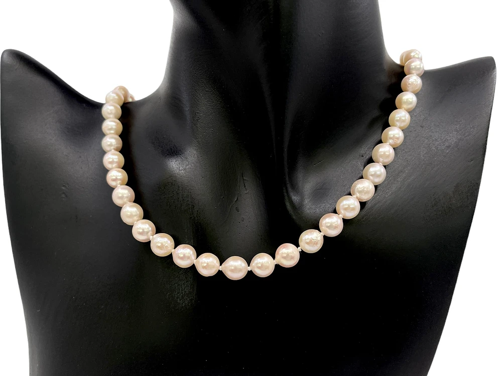 7-7.5mm White Cultured Pearl Strand with 14K White Gold Pearl Clasp