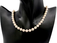 7-7.5mm White Cultured Pearl Strand with 14K White Gold Pearl Clasp