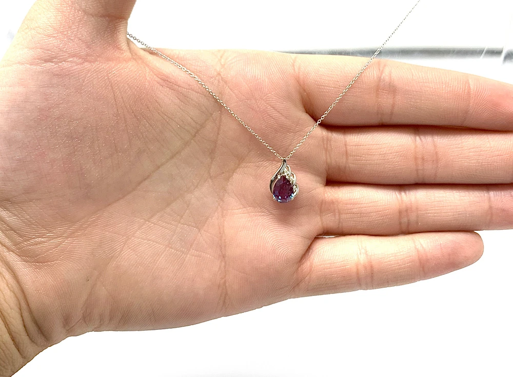 Created Alexandrite & Diamond Pendant