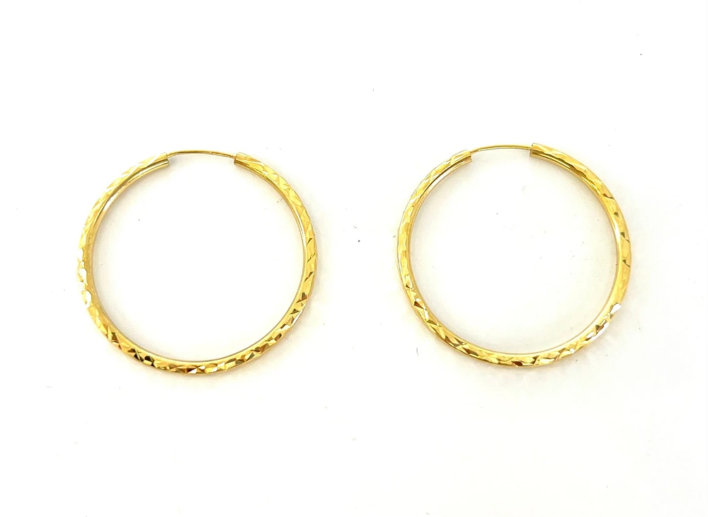 10K Yellow Gold 50mm Sleeper/Keeper/Hoop Earrings
