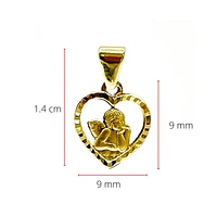 10K Yellow Gold Heart Shaped Angel Charm