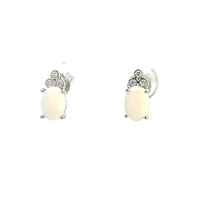 10K White Gold Opal and Diamond Earrings