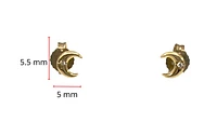 10K Yellow Gold Diamond Moon Stud Earrings 0.01cttw
