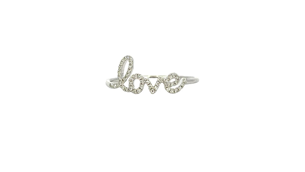 14K White Gold 0.09cttw Diamond Love Ring, size 6.5